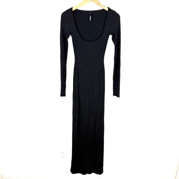 SKIMS Soft Lounge Long Sleeve Ribbed Dress Onyx - Picture 4 of 11